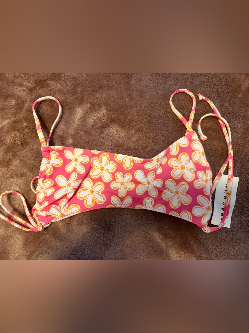 PacSun Pink Floral Tie Bikini Top